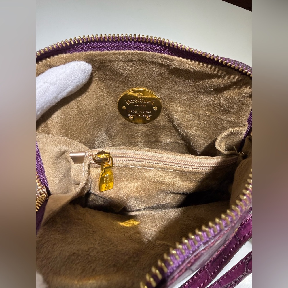 PRATESI Italian Firenze Leather Crossbody with Storage bag, Purple - Picture 8 of 16